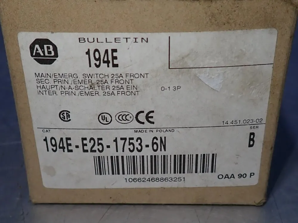 Allen-bradley Emergency Switch - 194-e25-1753-6n