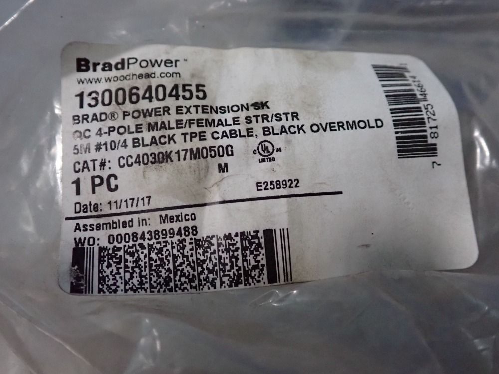 Molex Woodhead Power Cable Assembly - Cc4030k17m050g