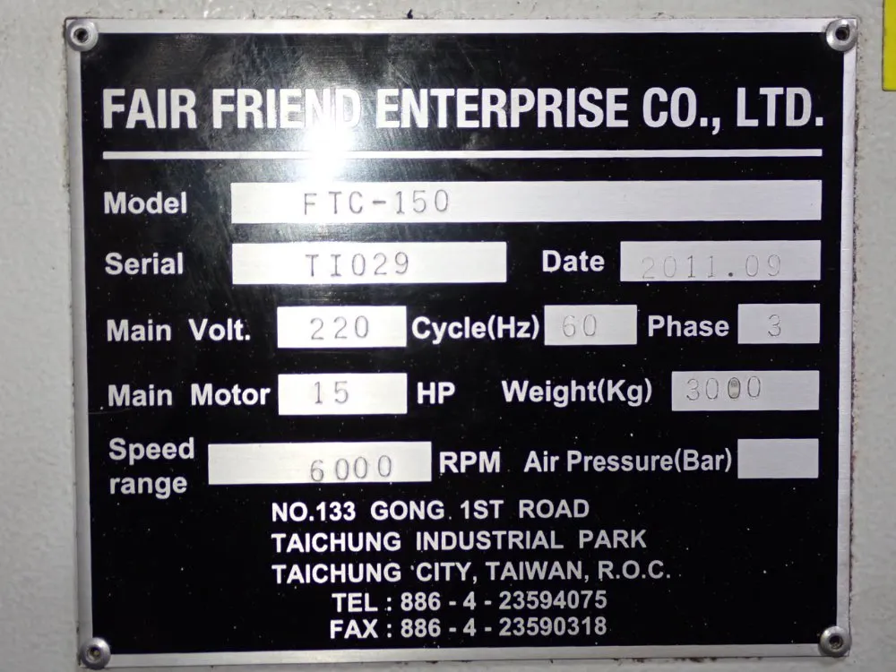 Fair Friend Enterprise / Methods Cnc Lathe - Ftc-150