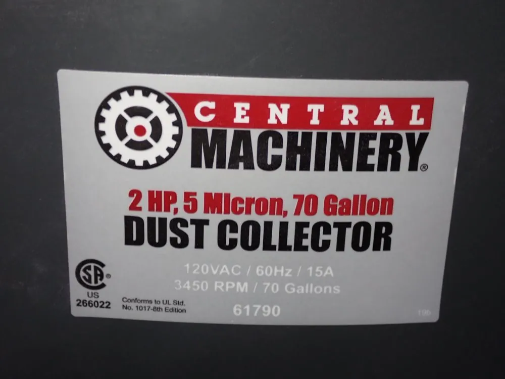 Central Machinery 2 Hp Dust Collector - 5 Micron