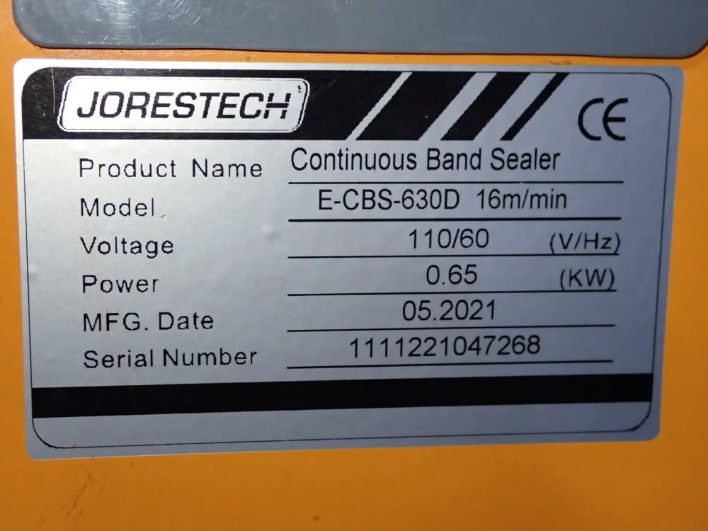 Jorestech 5 1/4" X 27" Continuous Band Sealer - E-cbs-630d