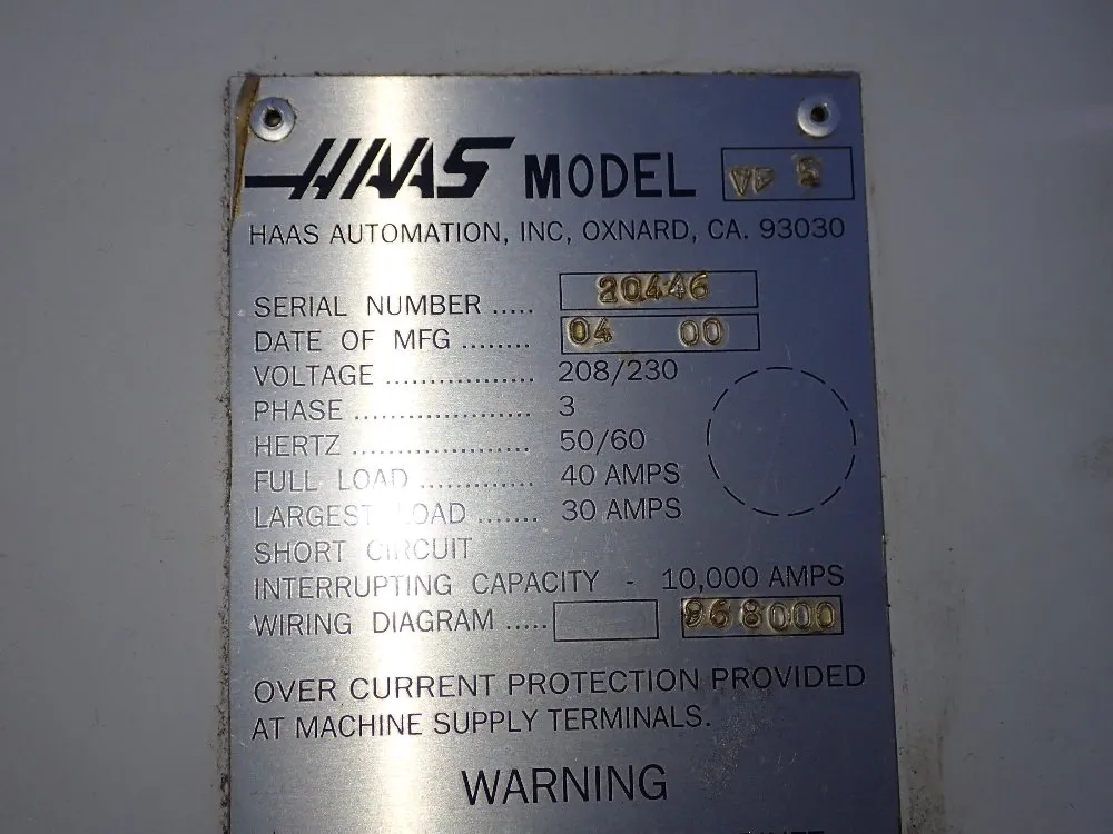 Haas 23" X 52" Cnc Vmc - Vf5