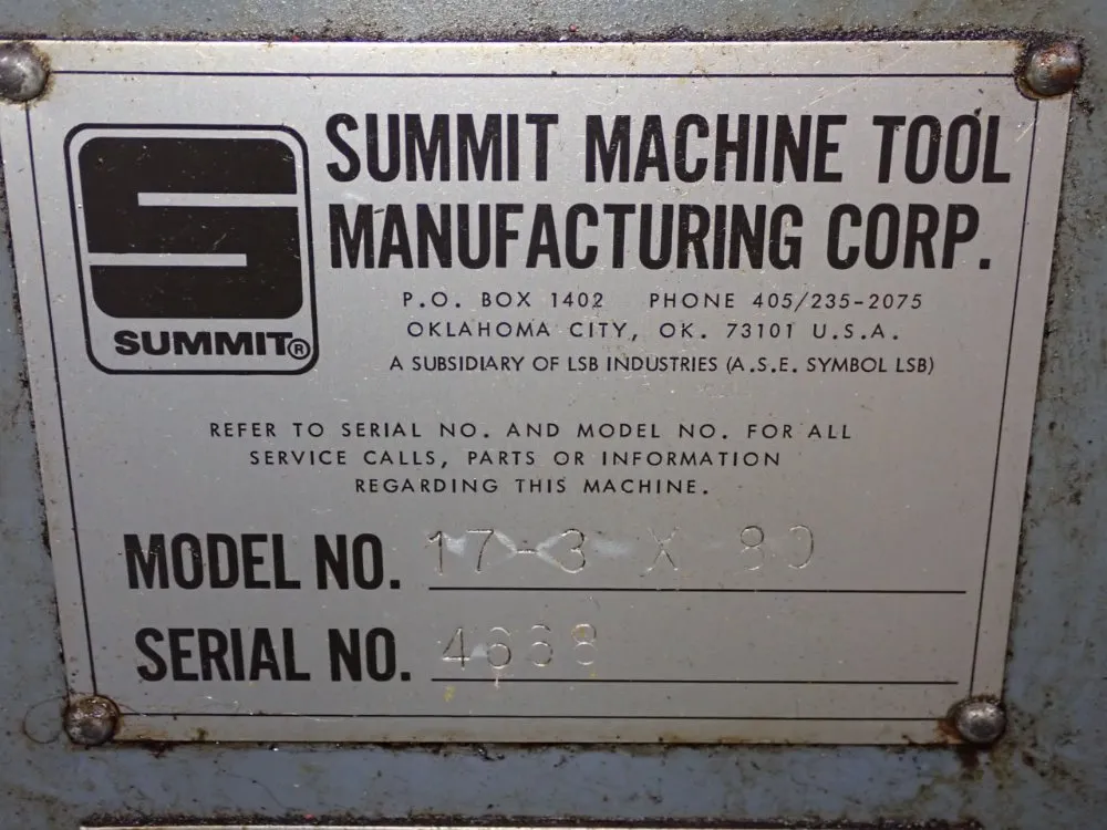 Summit 19"/21" X 87" Gap Bed Lathe - 17-3x80