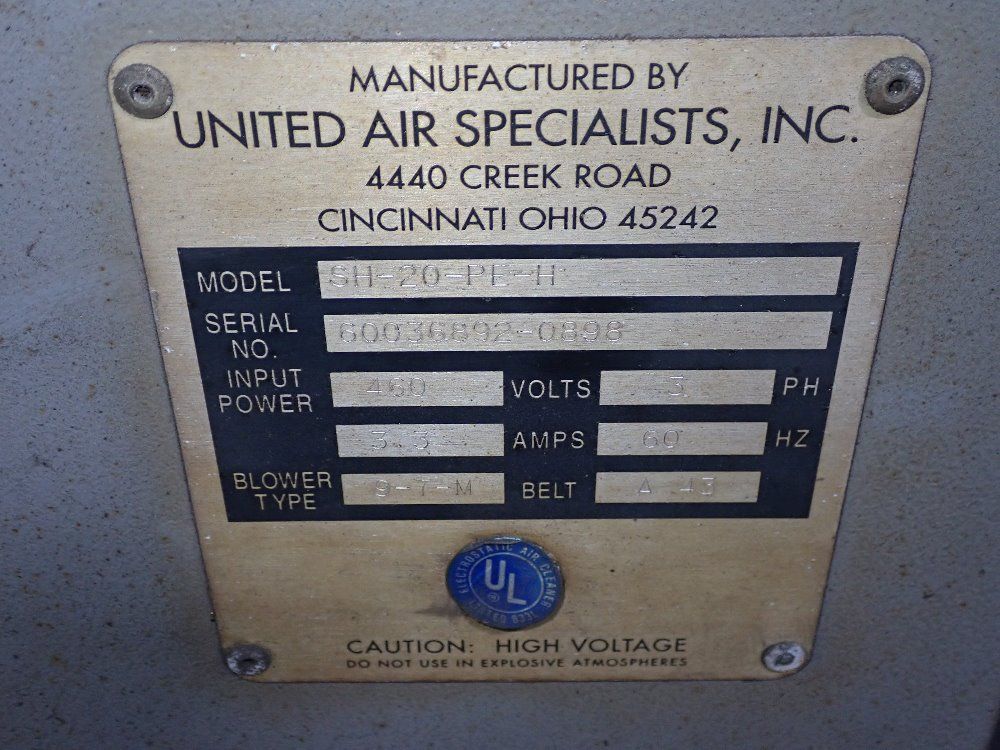 United Air Specialists Air Cleaner - Sh-20-pe-h