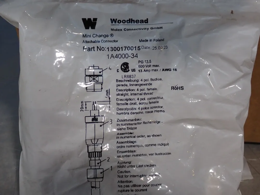 Woodhead 600 V Attachable Connector - 1a4000-34