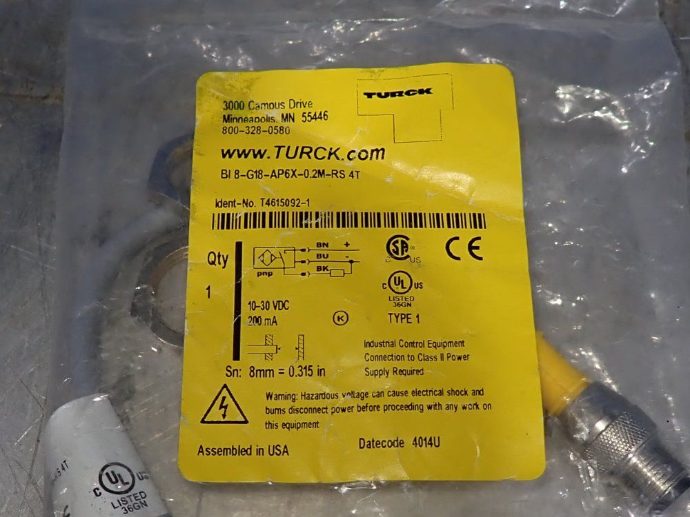 Turck Inductive Sensor - Bi 8-g18-ap6x-0.2m-rs 4t