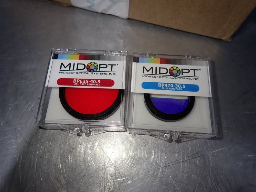 Midwest Optical Systems Inc Lot Of 15 Light Red / Blue Bandpass Filters
