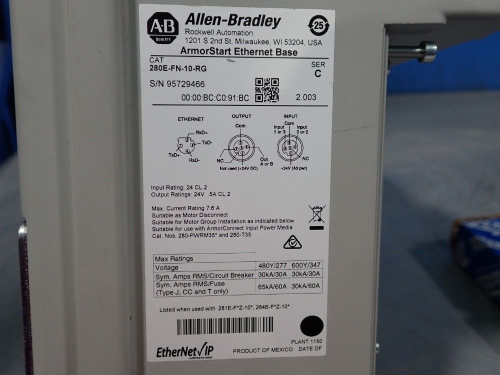 Allen-bradley Armorstart Ethernet Base - 280e-fn-10-rg