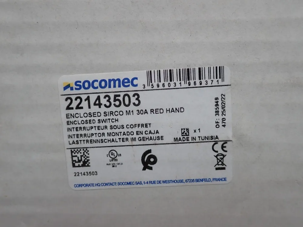 Socomec Rotary Enclosed Disconnect Switch - 22143503