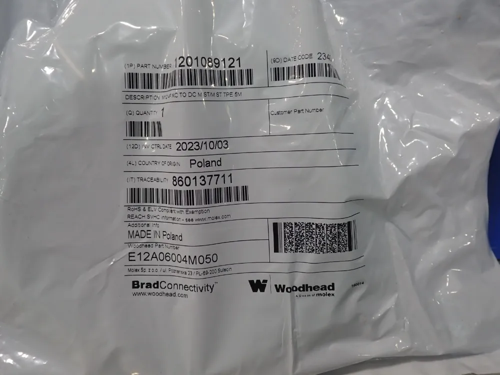 Molex Woodhead Cable, Qty: 12 - E12a06004m050