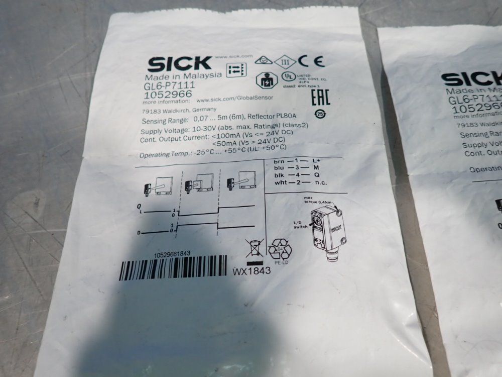 Sick Lot Of 3 Photoelectric Sensor - Gl6-p7111, Hl18-p4b3ba