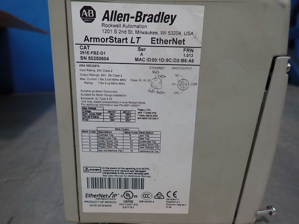 Allen-bradley Armorstart Lt Ethernet - 291e-fbz-g1