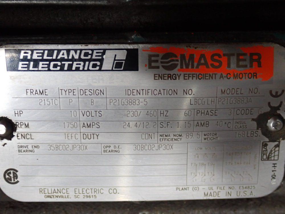 Reliance Electric 10 Hp Motor - P21g3883a
