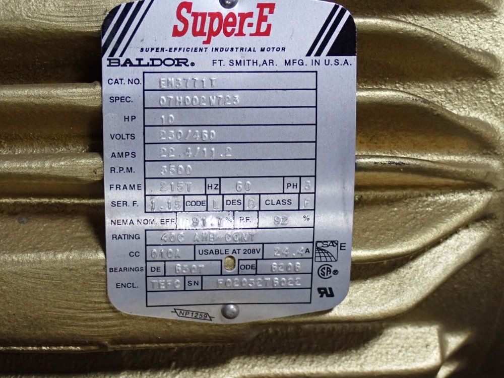 Baldor 10 Hp Motor - Em3771t
