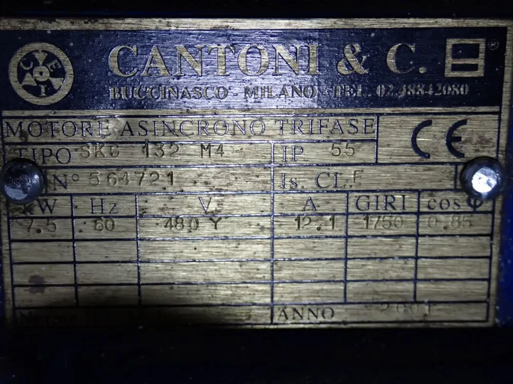 Cantoni 7.5 Kw Motor - Sk6 132 M4