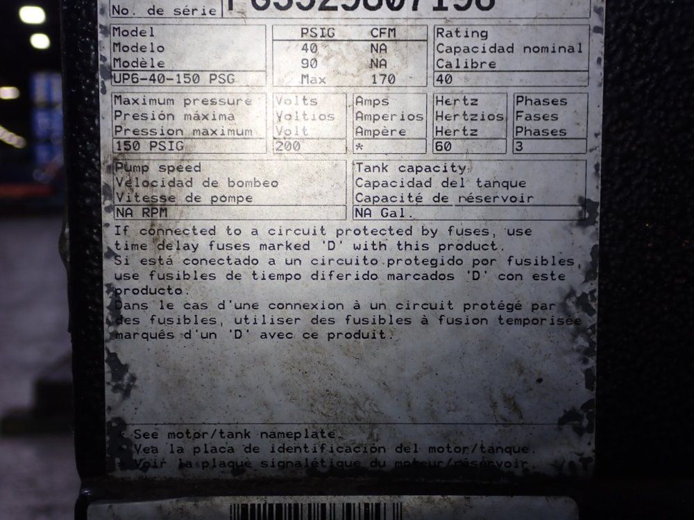 Ingersoll Rand Air Compressor - Up6-40-150