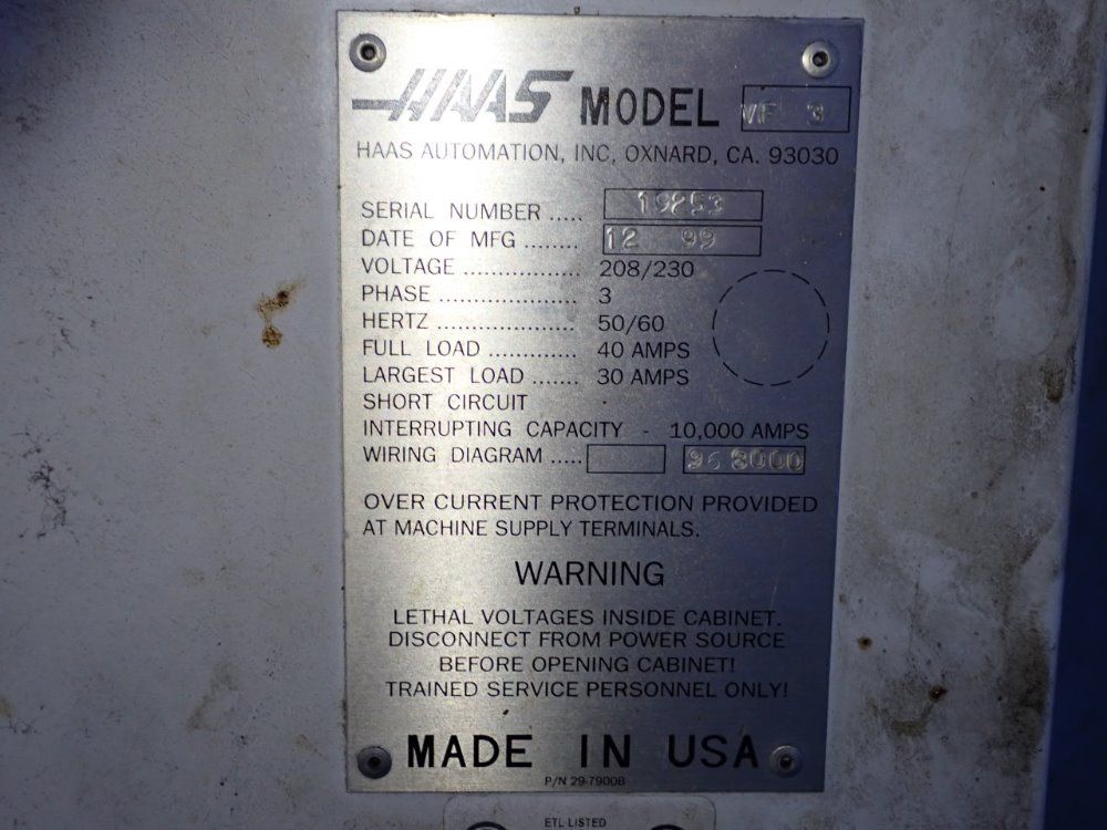 Haas 18" X 48" Cnc Vmc - Vf3