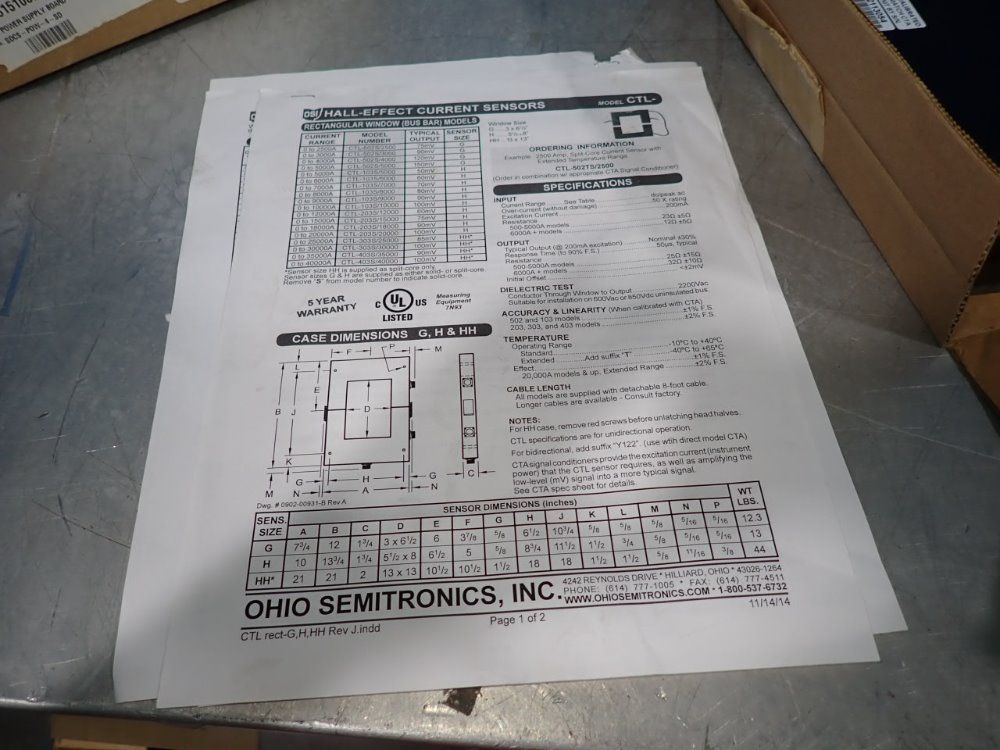 Ohio Semitronics Current Sensor - Ctl-203s/15000y02