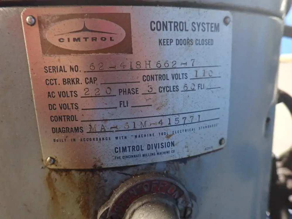 Cincinati 46" X 10" Vertical Mill - 202-10 H.v.