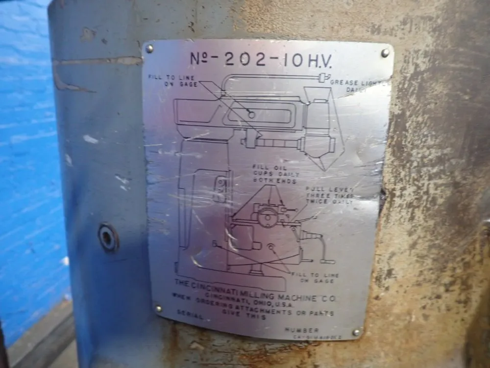 Cincinati 46" X 10" Vertical Mill - 202-10 H.v.