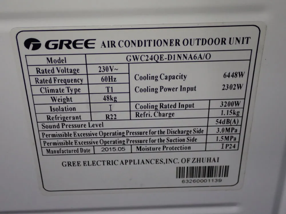 Gree 6448w Air Conditioner - Gwc24qe-d1nna6a/0