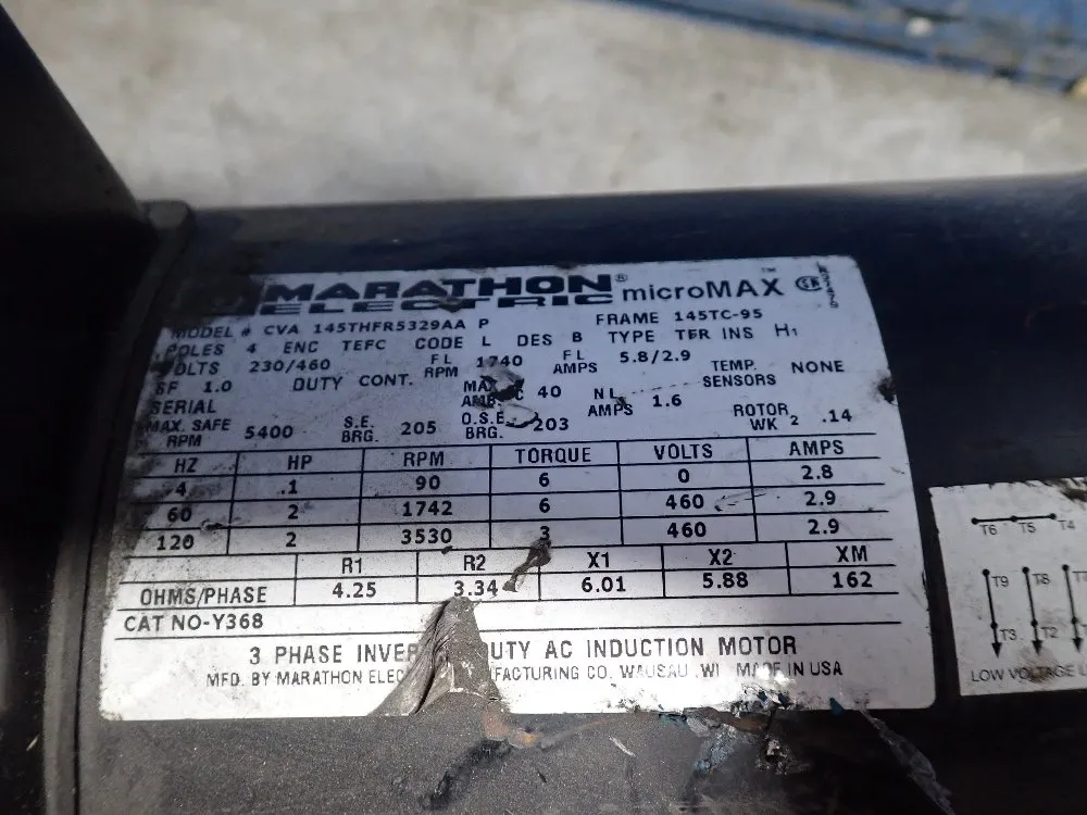 Marathon Elec. 2 Hp Motor - Cv145thfr329aap