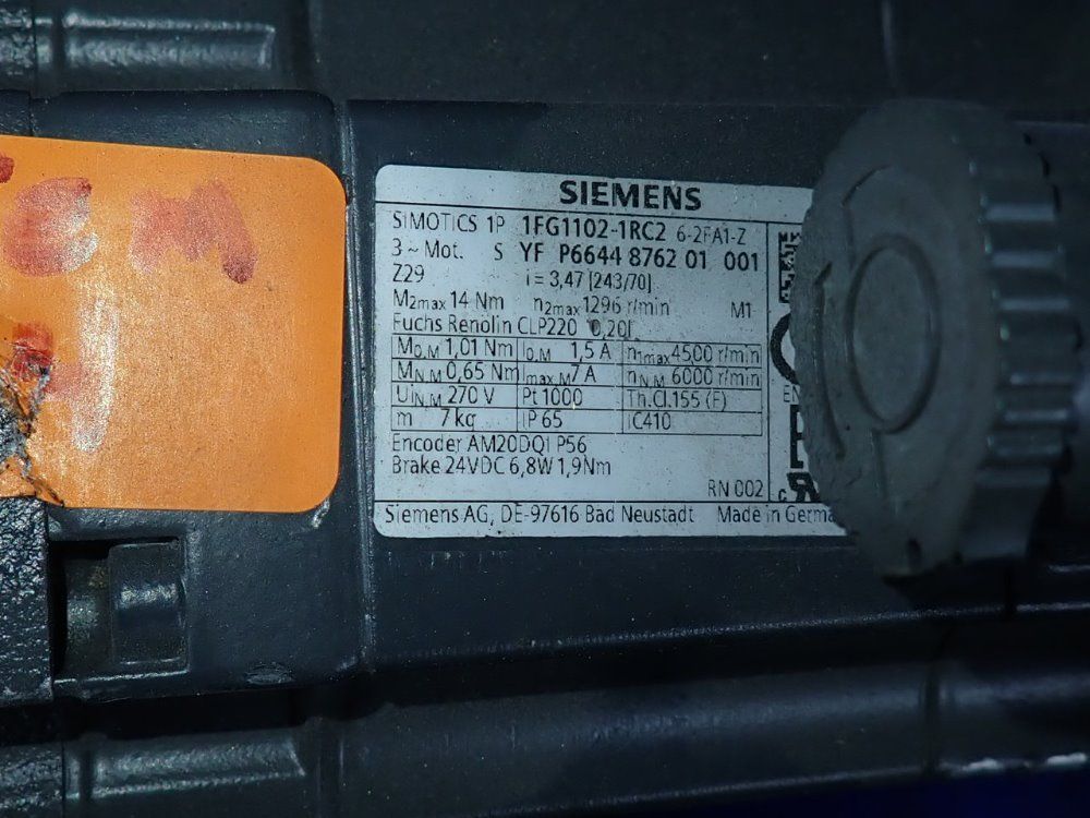 Siemens Servo Gearmotors - 1fg1102-1rc2