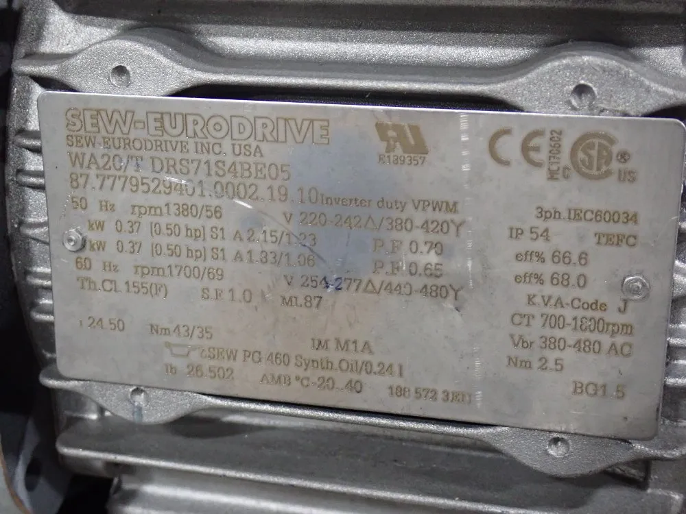 Sew 0.37 Kw Gear Drive