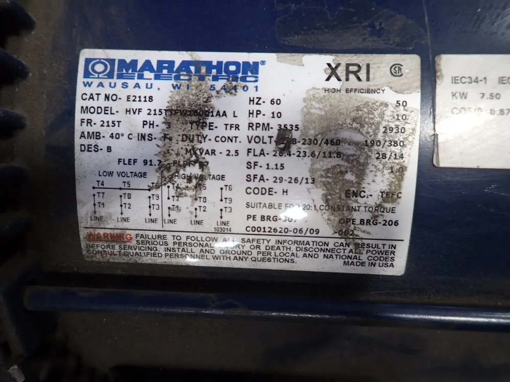 Marathon 10 Hp Motor - Hvf215ttfw18001aal