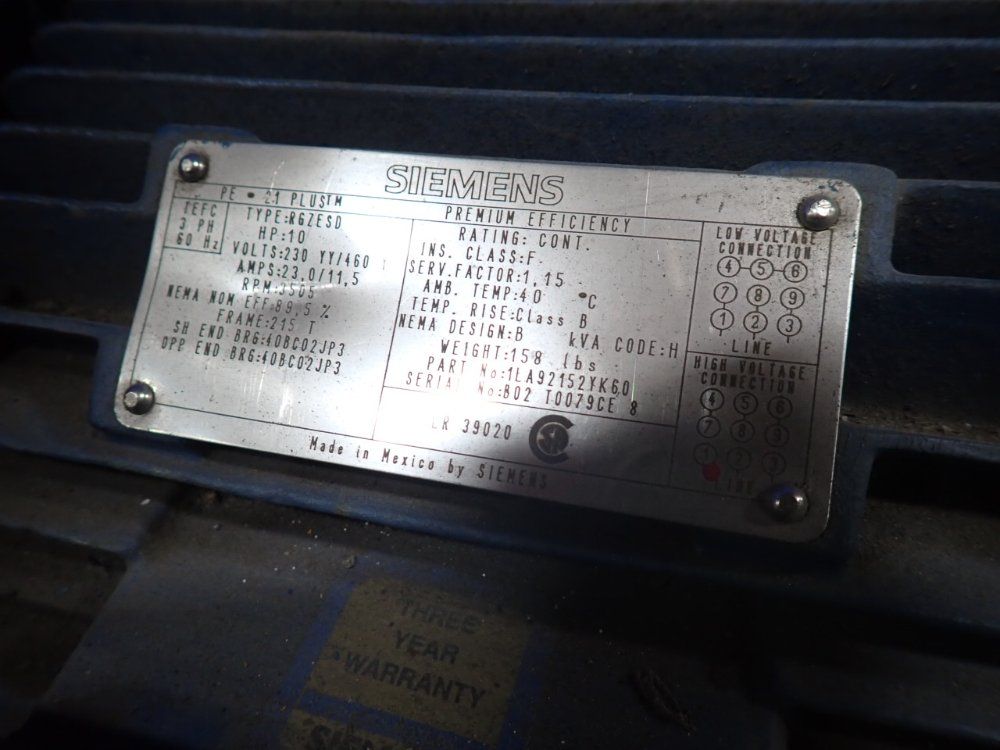 Siemens 10 Hp Motor - 1la92152yk60