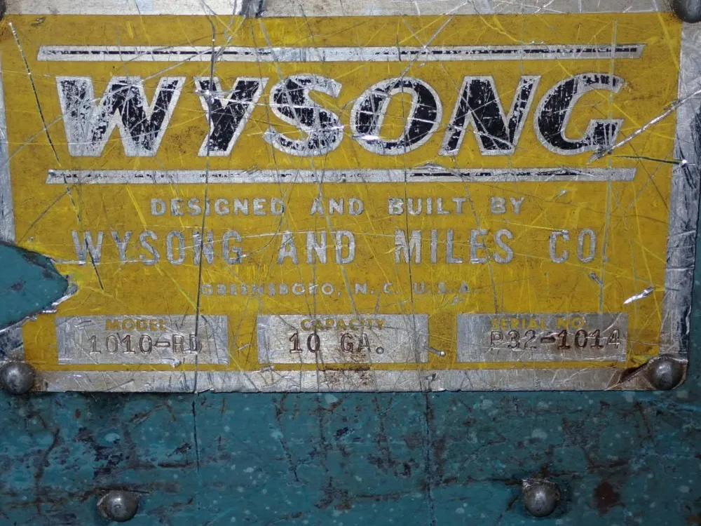 Wysong 120" X 10 Gauge Shear - 1010-rd