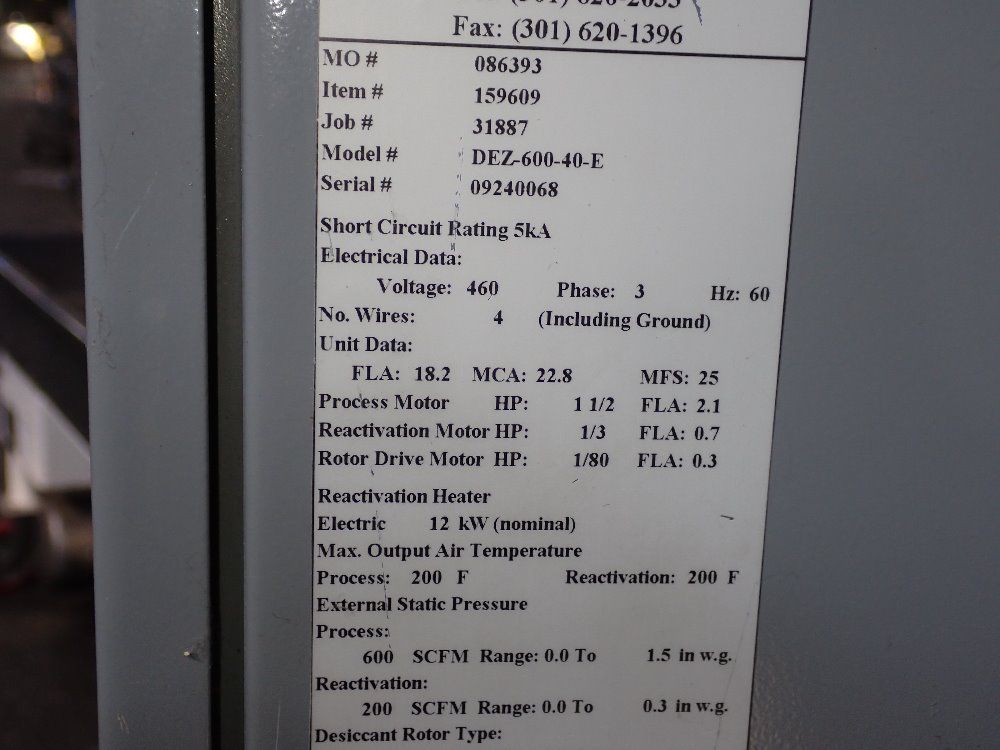 Stulz Dehumidifier - Dez-600-40-e