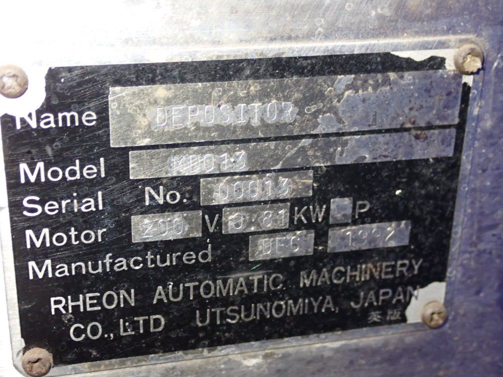 Rheon 12" X 15" Depositioner - Md013