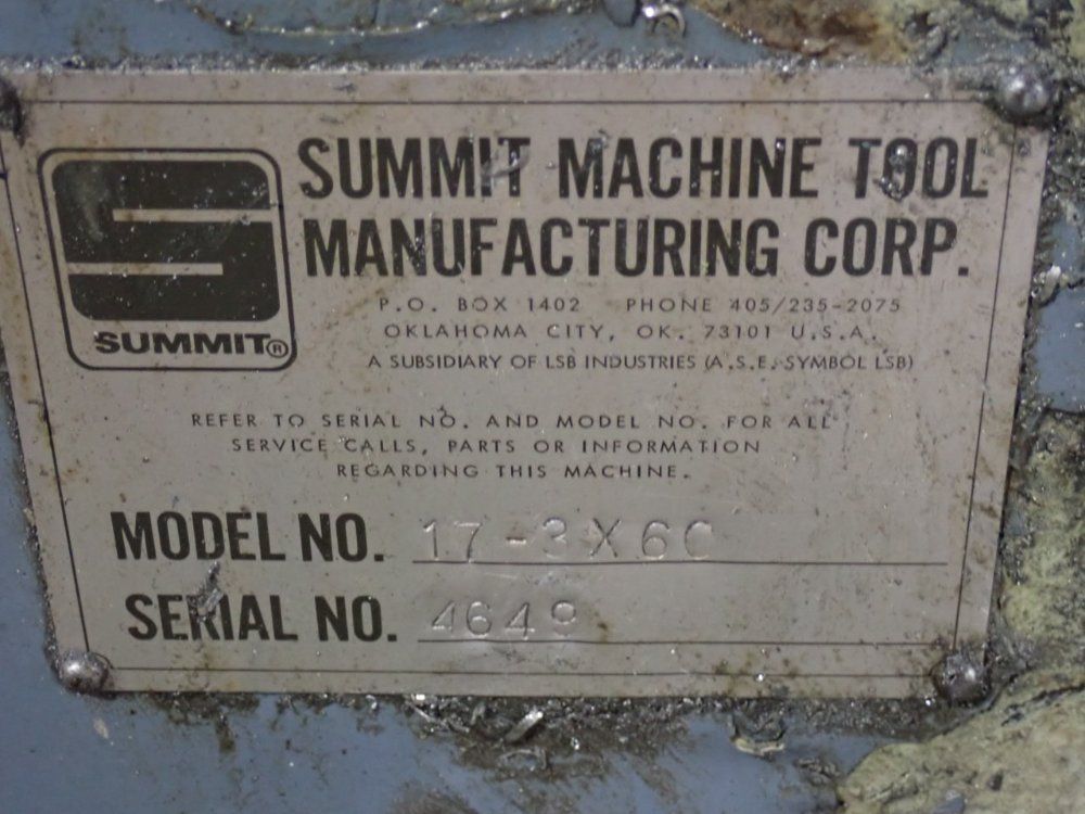 Summit Machine 60" Gap Bed Lathe - 17-3x60