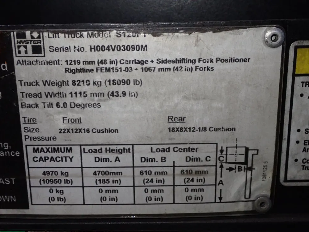 Hyster 10950 Lbs Propane Forklift - S120ft