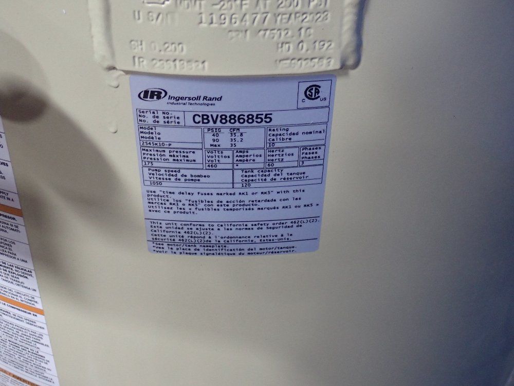 Ingersoll Rand 10 Hp Air Compressor - 2545k10-p