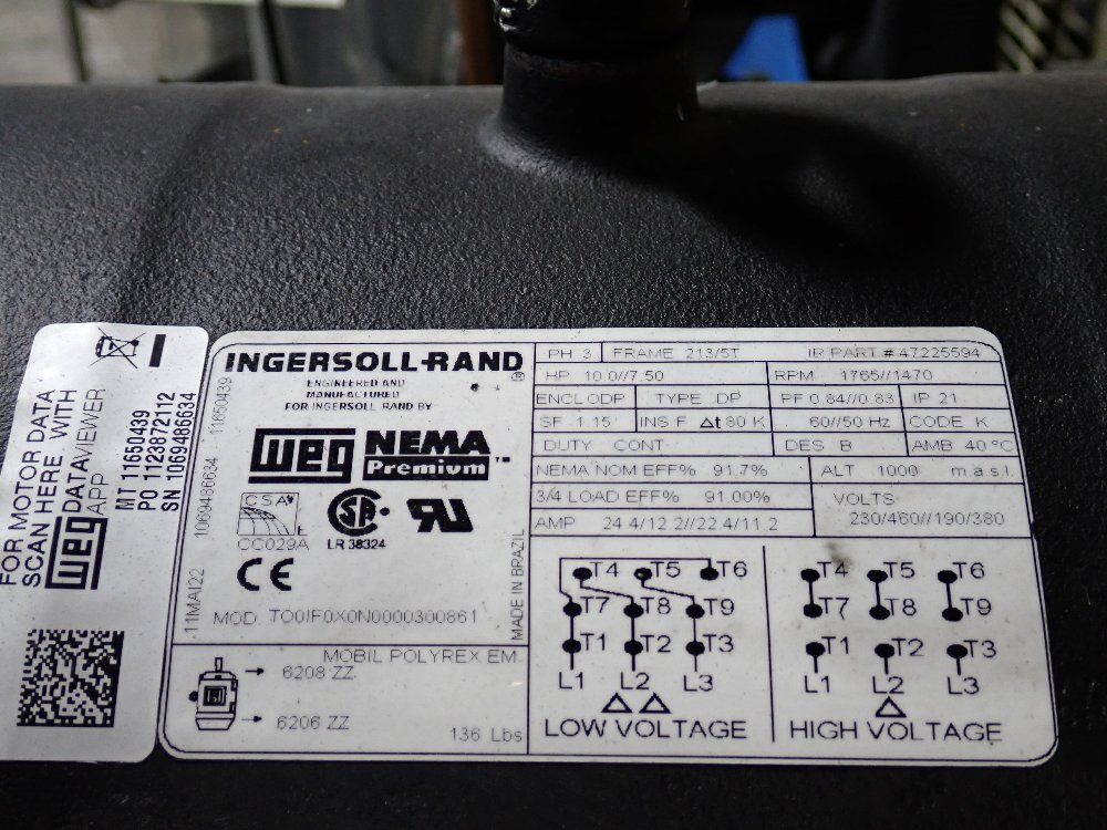 Ingersoll Rand 10 Hp Air Compressor - 2545k10-p