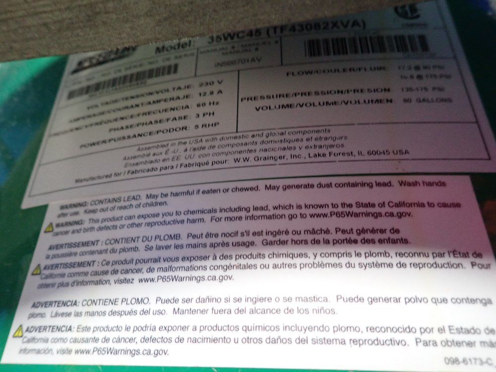 Speedaire 5 Hp Air Compressor - 35wc45