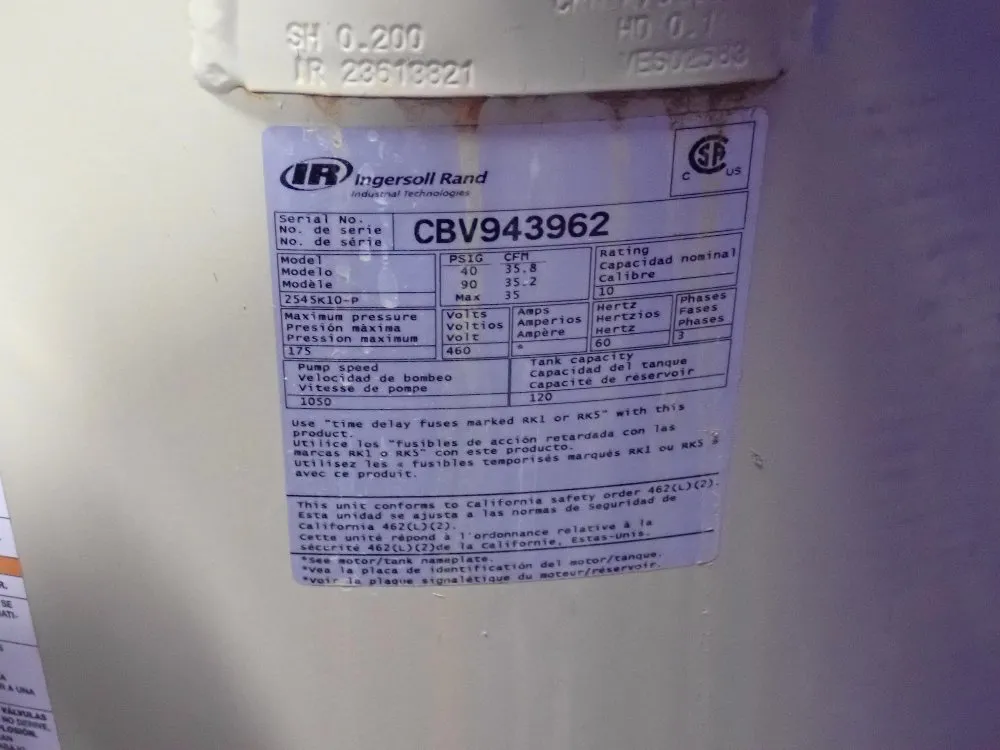 Ingersoll Rand 10 Hp Air Compressor - 2545k10-p