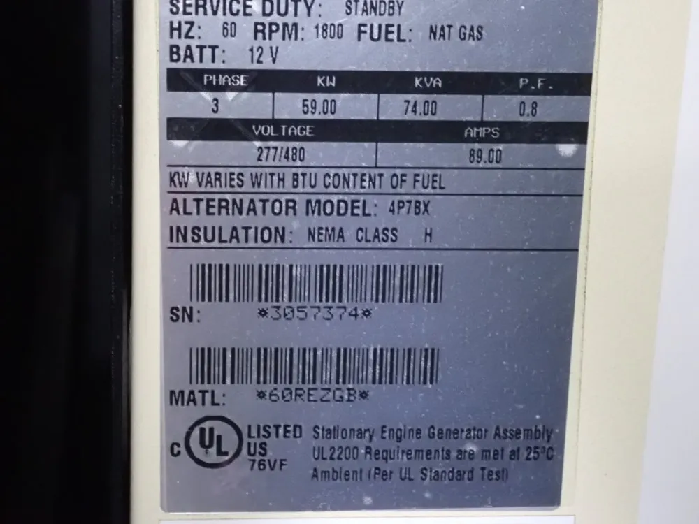 Kohler 59 Kw Generator - 60rezgb