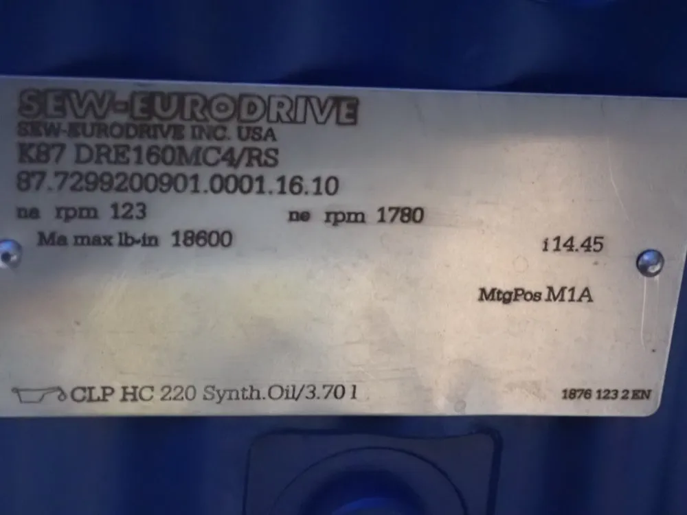 Sew Euro-drive 15hp Gear Drive - K87dre160mc4/rs