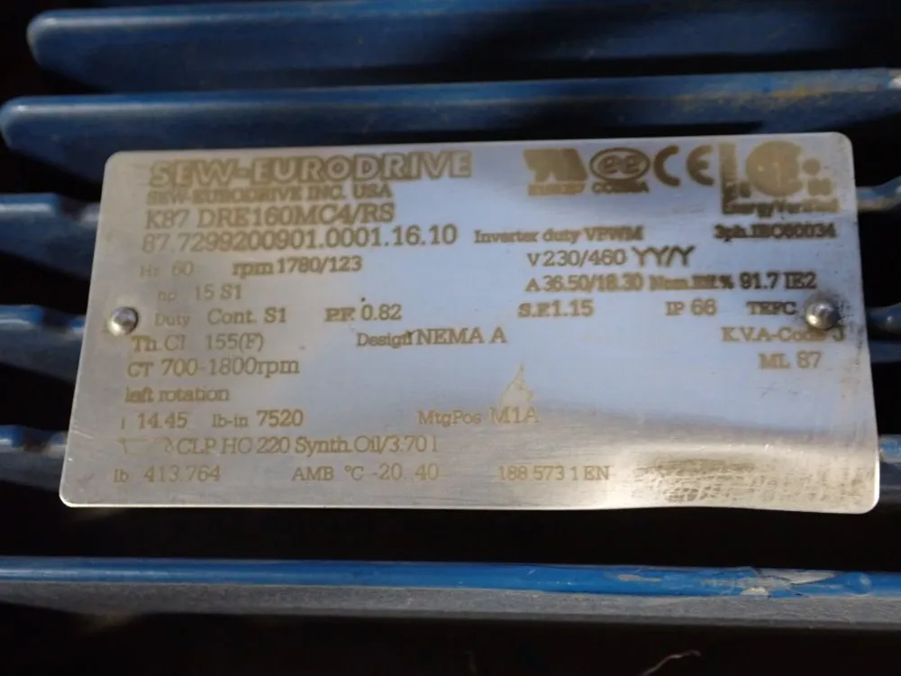 Sew Euro-drive 15hp Gear Drive - K87dre160mc4/rs