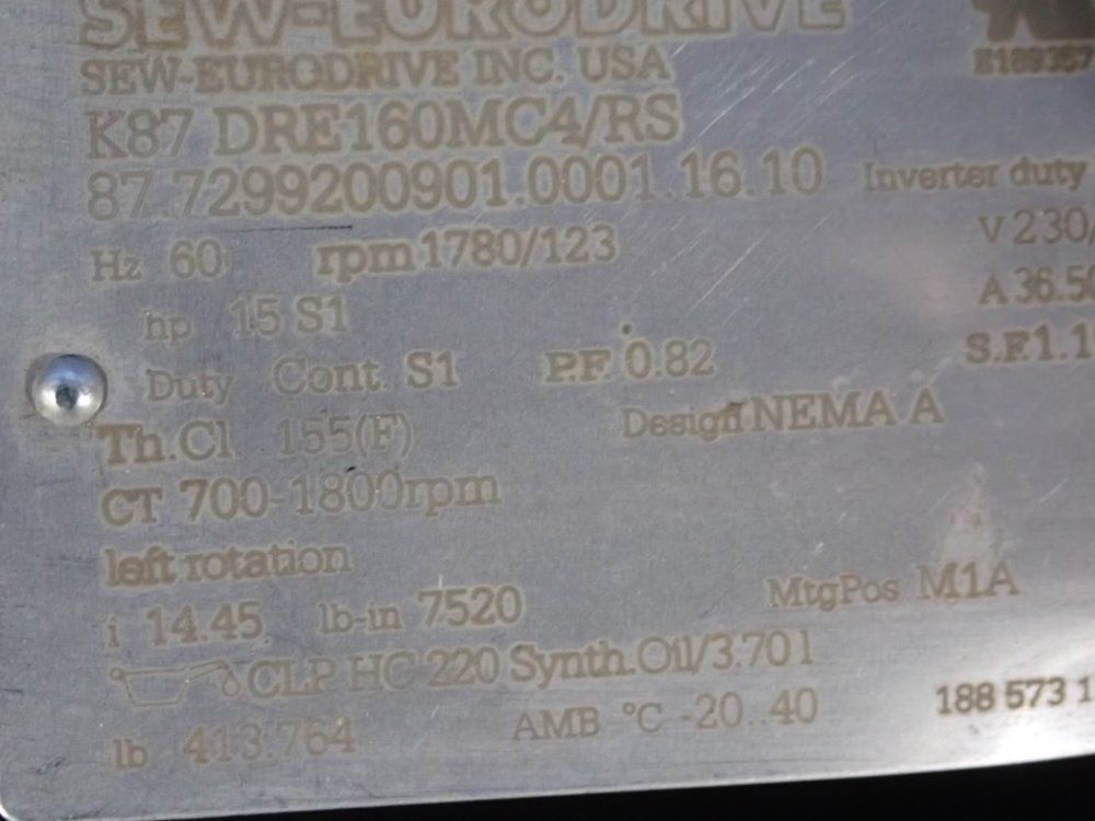 Sew Euro-drive 15hp Gear Drive - K87dre160mc4/rs