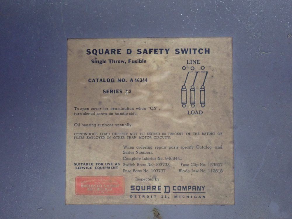 Square D 200a/600v Enclosed Switch - A463447 Series A2