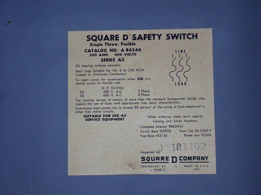 Square D 200a / 600v Enclosed Switch