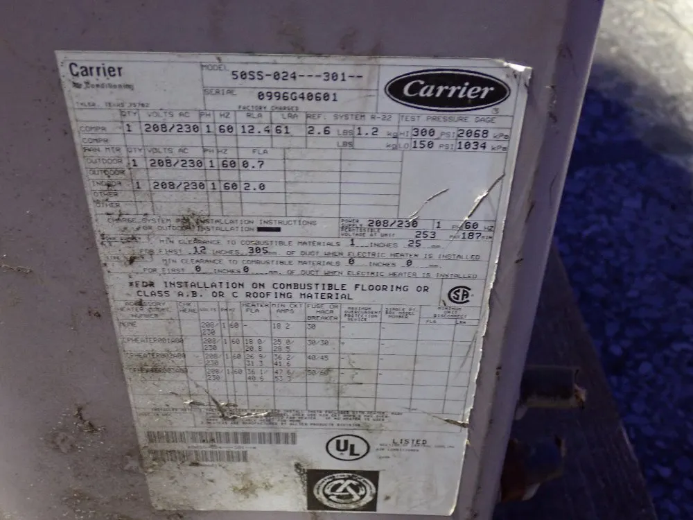 Carrier Air Conditioner - 5055-024-301