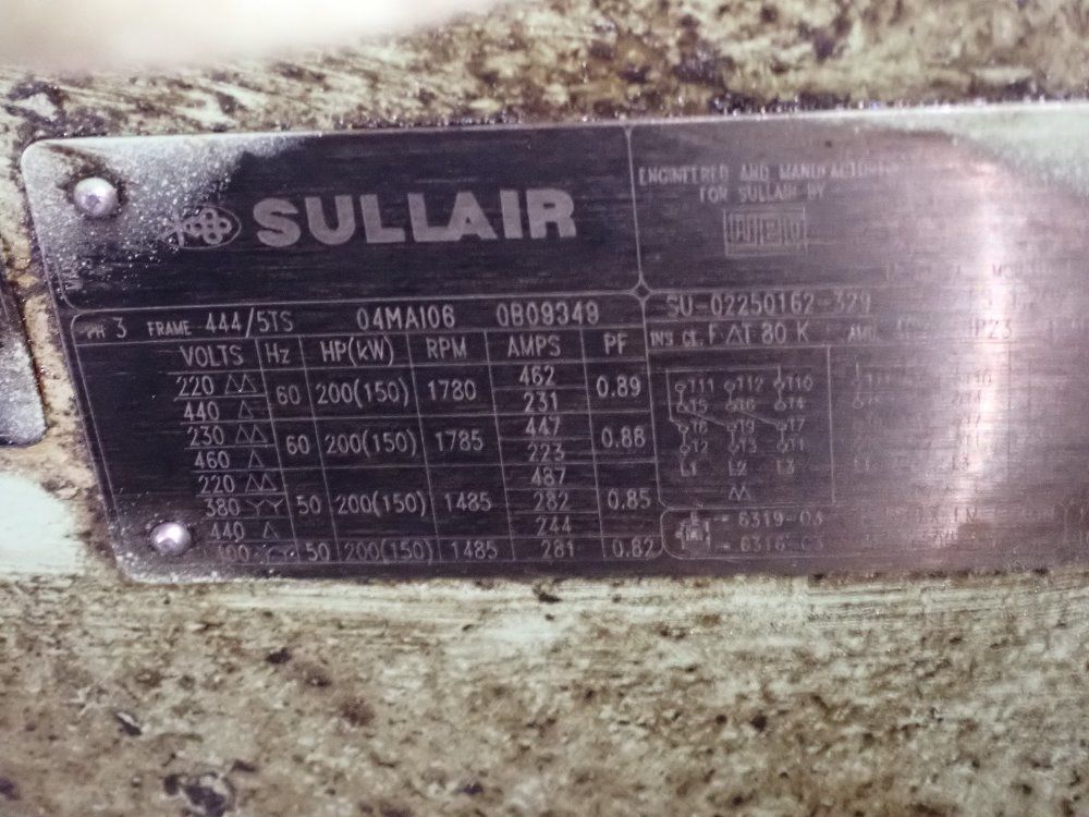 Sullair 200 Hp Air Compressor - Ts20-200h/w