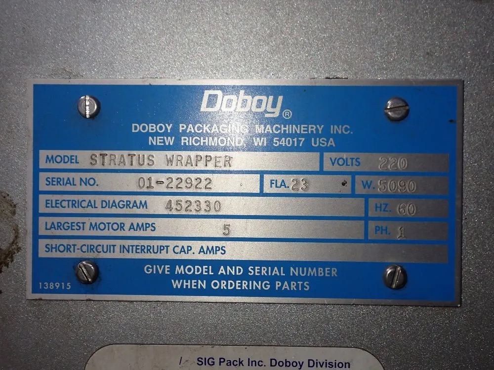 Doboy 110" Wrapper - Stratus Wrapper