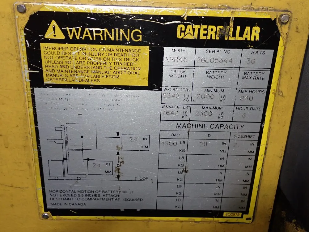 Caterpillar 4500 Lbs Electric Stand Up Forklift - Nrr45