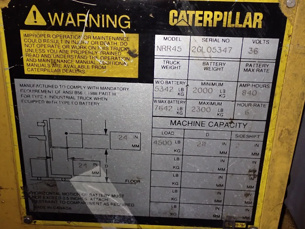 Caterpillar 4500 Lbs Electric Stand Up Forklift - Nrr45